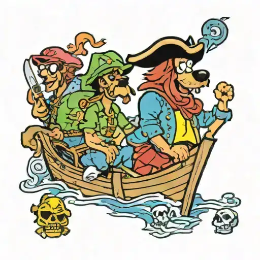 pirate scooby doo crew tattoo design idea