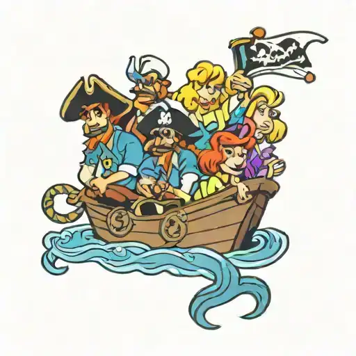 pirate scooby doo crew tattoo design idea