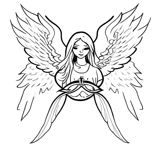 Name Lara with Angelwings, Heartbeat and Birthdate 19.08.2023 as a Tattoo tattoo design idea