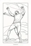 man with arms outstretched in 180 angle and rising into the sky tattoo design idea