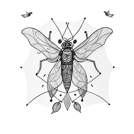 Design a tattoo featuring a firefly surrounded by musical notes tattoo design idea