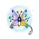 Design a tattoo featuring a firefly surrounded by musical notes tattoo design idea