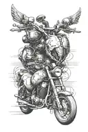 realistic heart and motorcyle headers tattoo design idea
