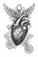 realistic heart and motorcyle headers tattoo design idea
