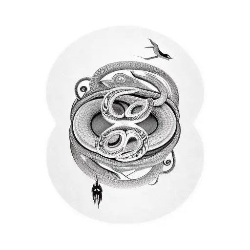 Taurus + snake + ying yang  tattoo design idea