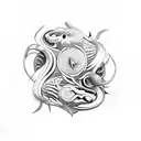 Taurus + snake + ying yang  tattoo design idea