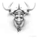 Taurus and sbake coiled tattoo design idea