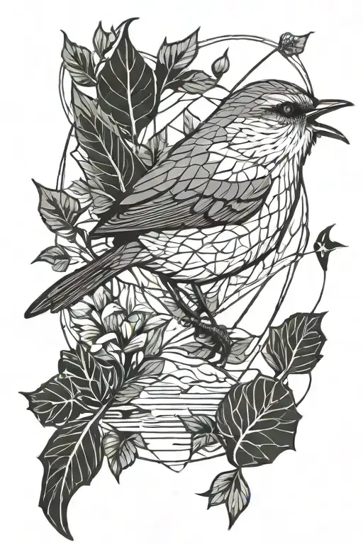 wren over a river tattoo design idea