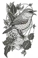 wren over a river tattoo design idea
