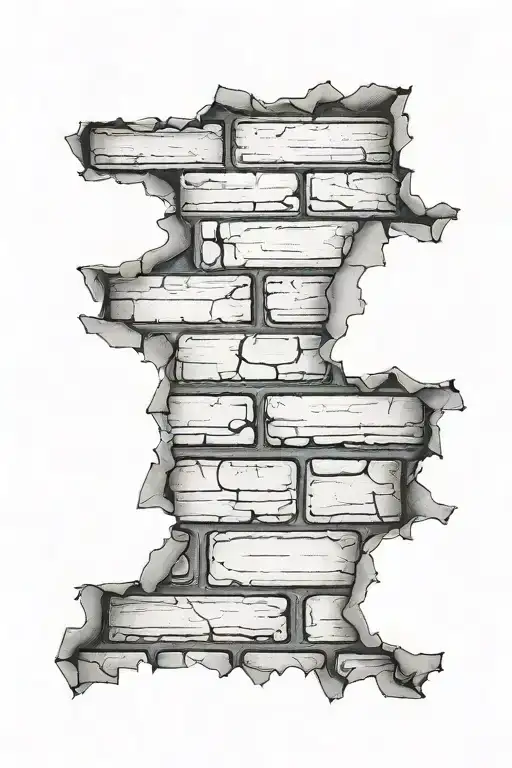 broken down brick wall art tattoo design idea