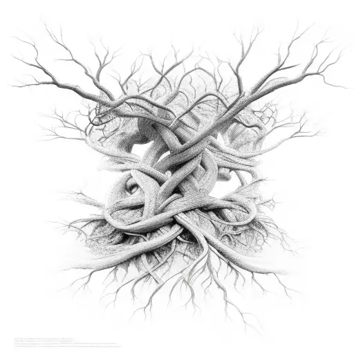 roots looping over each other without the trunk tattoo design idea