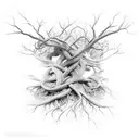roots looping over each other without the trunk tattoo design idea