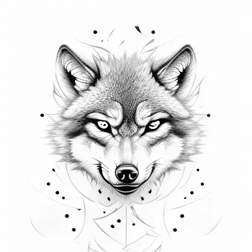 angry baby wolf with a blade tattoo design idea