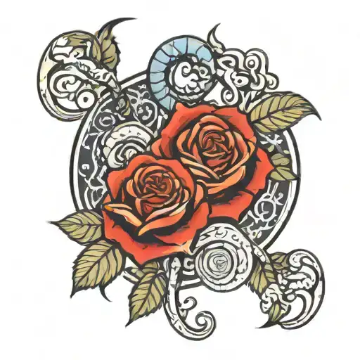 zodiac sign aries and scorpio. roses  tattoo design idea