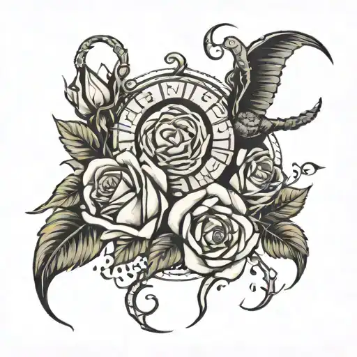 zodiac sign aries and scorpio. Also include roses.  tattoo design idea