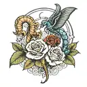 zodiac sign aries and scorpio. Also include roses.  tattoo design idea