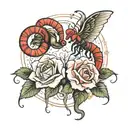 zodiac sign aries and scorpio. Also include roses.  tattoo design idea