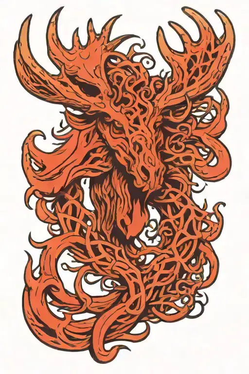 Moose antler intertwined tattoo design idea