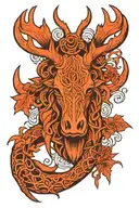 Moose antler intertwined tattoo design idea