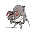 creature with strength holding katana  tattoo design idea