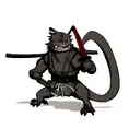 creature with strength holding katana  tattoo design idea