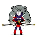 creature with strength holding katana  tattoo design idea