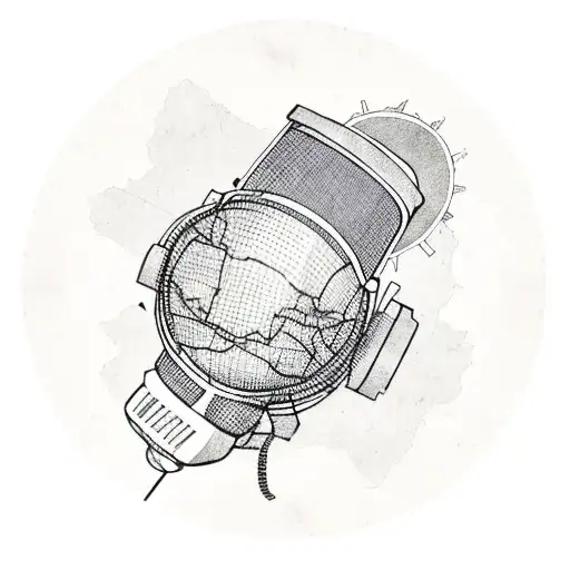 An old school microphone with a vintage map of Brazil as the backdrop tattoo design idea