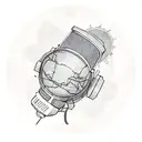 An old school microphone with a vintage map of Brazil as the backdrop tattoo design idea