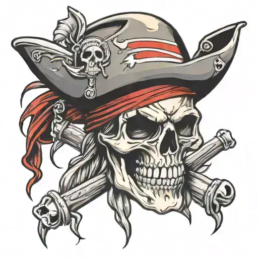pirate skull puerto rico flag straw hat tattoo design idea
