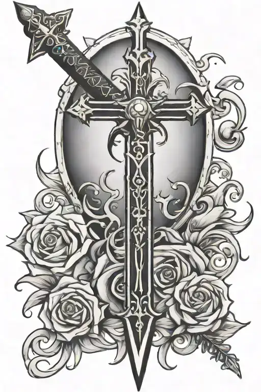 cross and sword tattoo design idea