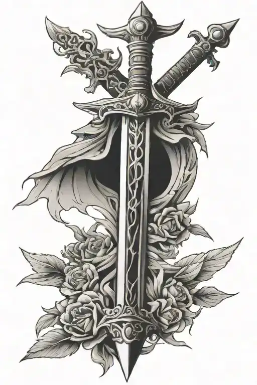 sword and cross tattoo design idea