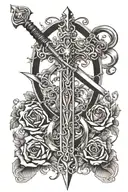 cross and sword tattoo design idea