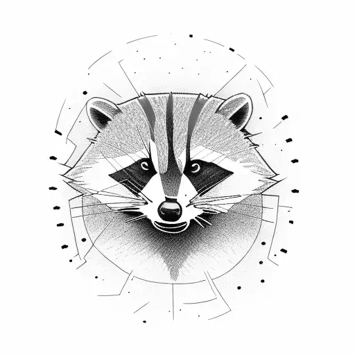 simple racoon rapping with a microphone in cartoon style tattoo design idea