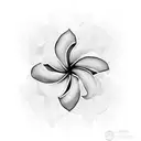 A plumeria flower intertwined with a camouflage pattern tattoo design idea