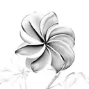 A plumeria flower intertwined with a camouflage pattern tattoo design idea