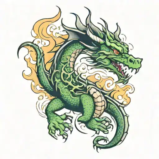 Meleys dragon breathing fire tattoo design idea