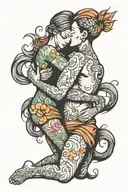 hug eachother anxiety mental health tattoo design idea