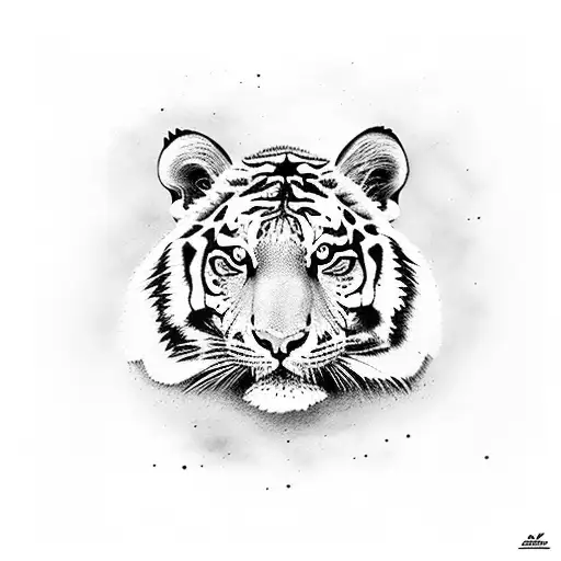 cross with tiger on chest tattoo design idea