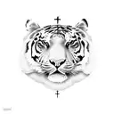 cross with tiger on chest tattoo design idea