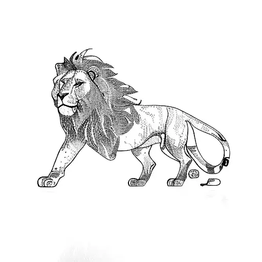 statue of a lion tattoo design idea