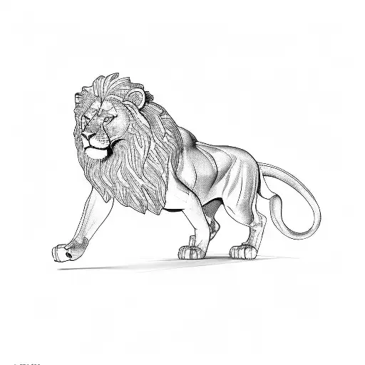  statue of a proud lion tattoo design idea