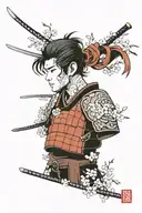 sakura trees and samurai body armour made tattoo design idea