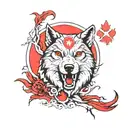 kurt ve göktürk wolf with turkish flag tattoo design idea