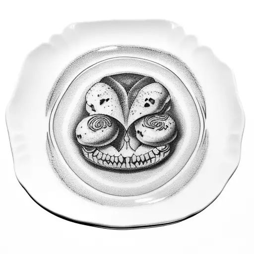 A plate of deliciously arranged food with a dark twist tattoo design idea