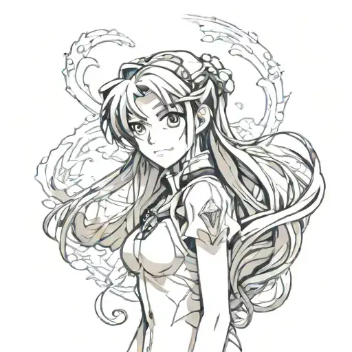 asuka Langley smiling tattoo design idea