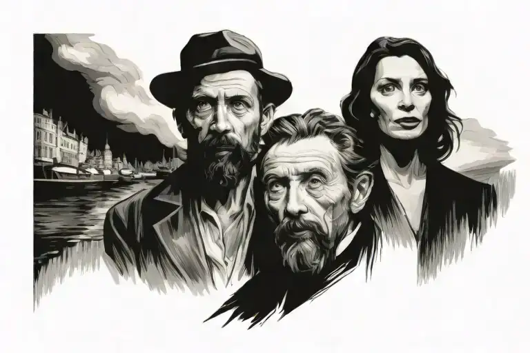 Writers Machado de Assis and Clarice Lispector and the painter Van Gogh tattoo design idea