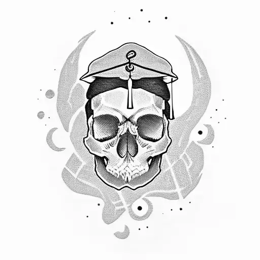 Student's skull with a graduation cap tattoo design idea