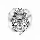 Student's skull with a graduation cap tattoo design idea
