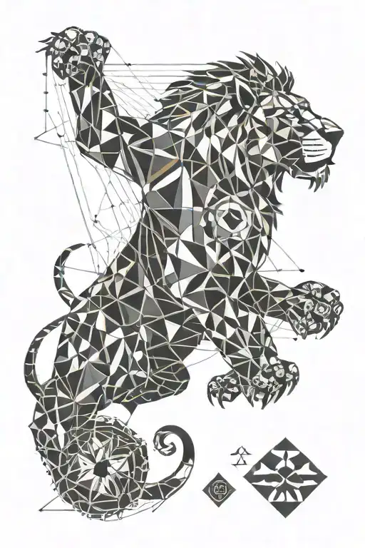 A geometric pattern inspired by online gaming motifs and featuring a lion motif tattoo design idea