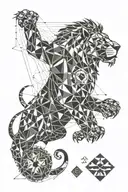 A geometric pattern inspired by online gaming motifs and featuring a lion motif tattoo design idea